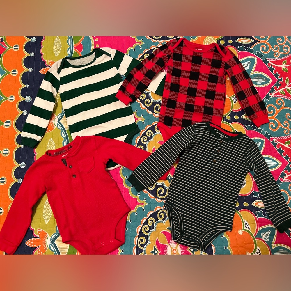 Four Carter’s Long Sleeve Onesie Bundle - 24 Months
